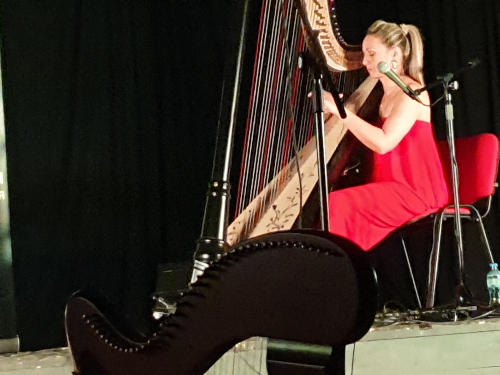 Rossitza plays on a Camac harp in Sofia Bulgaria 